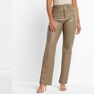 Express NWT Taupe Faux Leather Straight Leg Pants